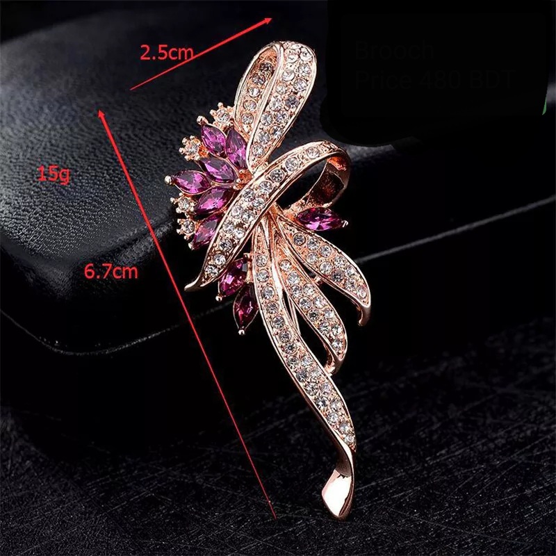 Metal with purple crystal Brooch