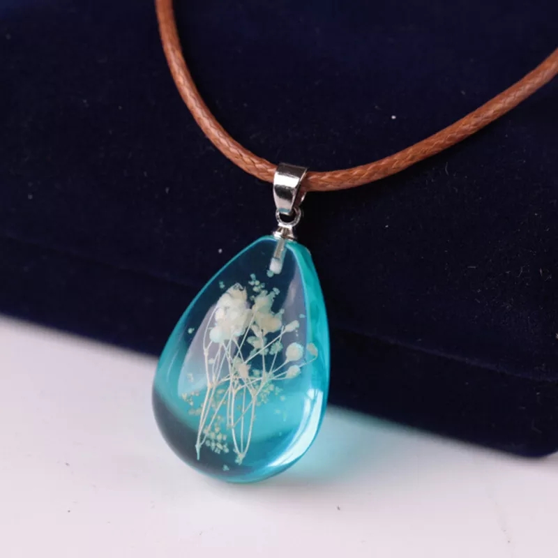 Resin Necklace with Flower