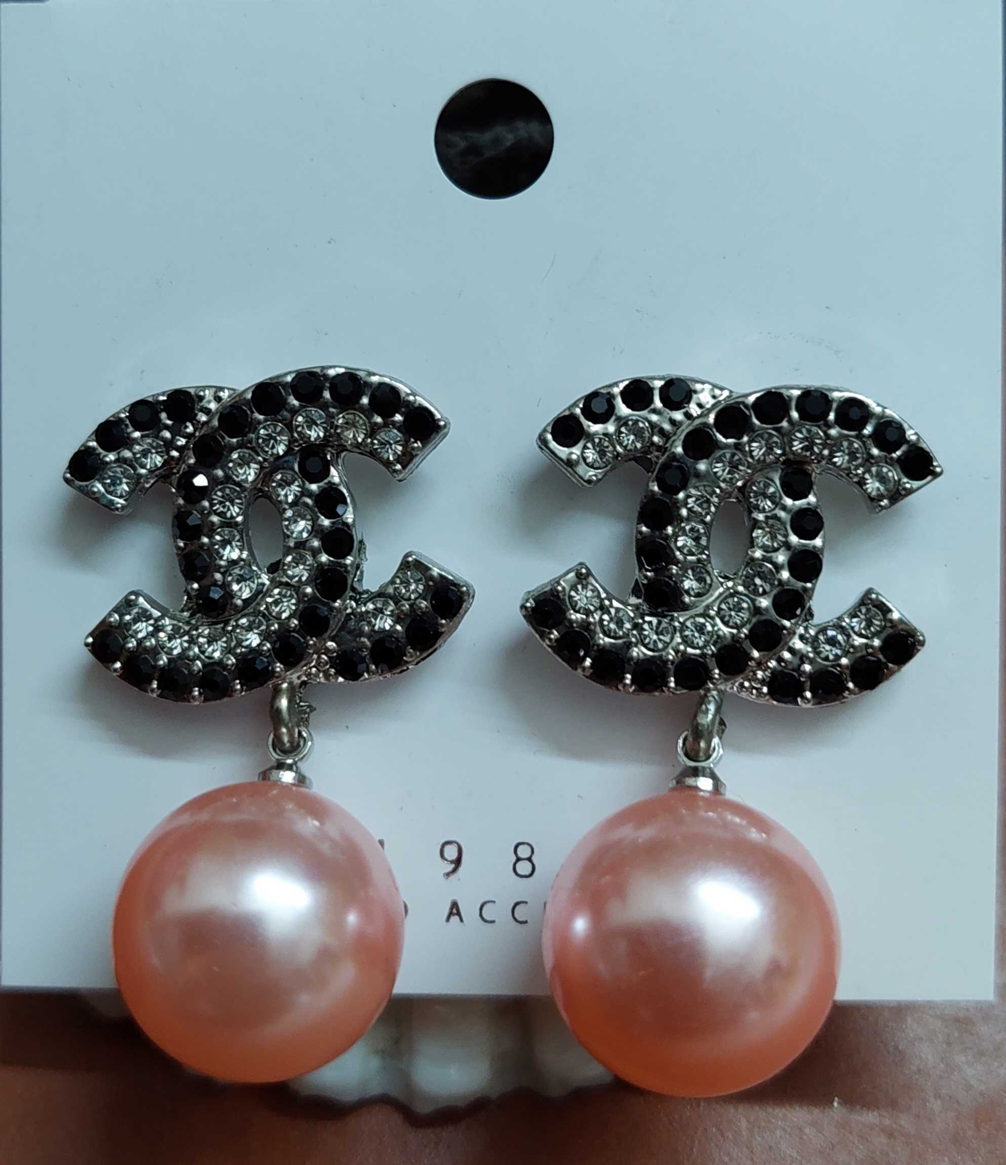 CC letter with pink beads earrings